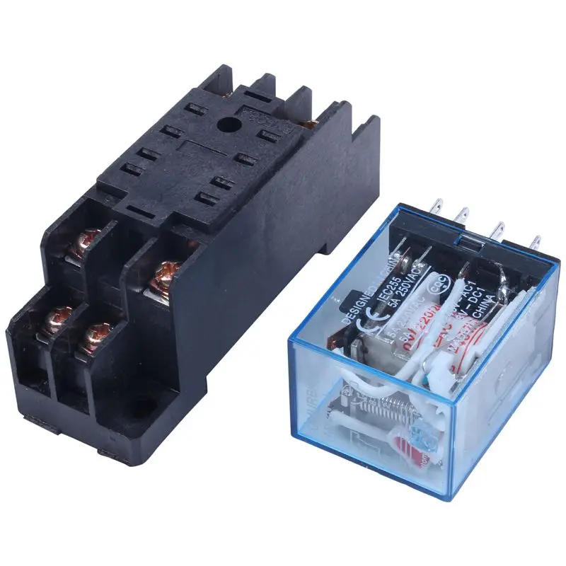 

220/240V AC Coil DPDT Power Relay MY2NJ 8 Pin w Socket Base