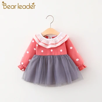 

Bear Leader Baby Autumn Cute Gown Polka Dot Print Dress 2020 New Children Long Sleeve Mesh Princess Dresses Spring Costume 6-24M