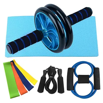 

Home Gym Exercise Set Abdominal Roller Wheel 8 Way Resistance Band Resistance Band Loop Band Jump Rope Kit