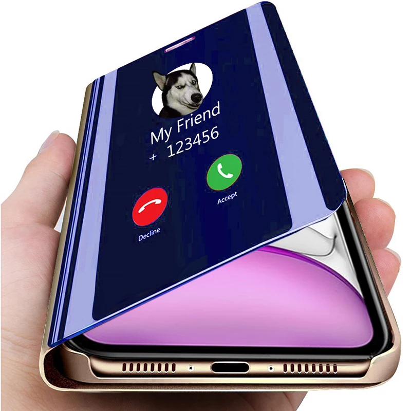 

Mirror View Filp case on For iphone 11 pro max Luxury Smart mirror Leather Book Cover coque For i phone 11 iphone11 Funda shell