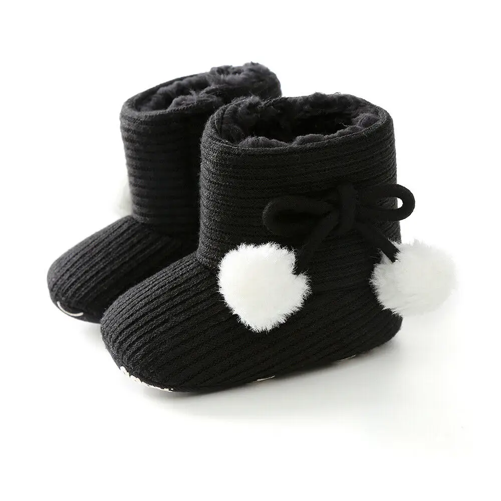 Зимние теплые ботинки для маленьких мальчиков и девочек; однотонная модная детская обувь для малышей - Цвет: Черный