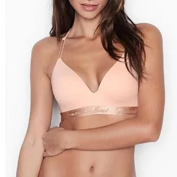 

New embroidered letter bra set, fashionable thin cup bra, sexy beautiful back underwear, lace panties, comfortable glossy bra.