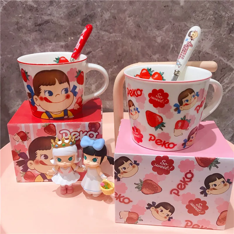 Мультфильм Молоко Девушка кружка милая девушка сердце клубника керамическая чашка кофе чашка подарок