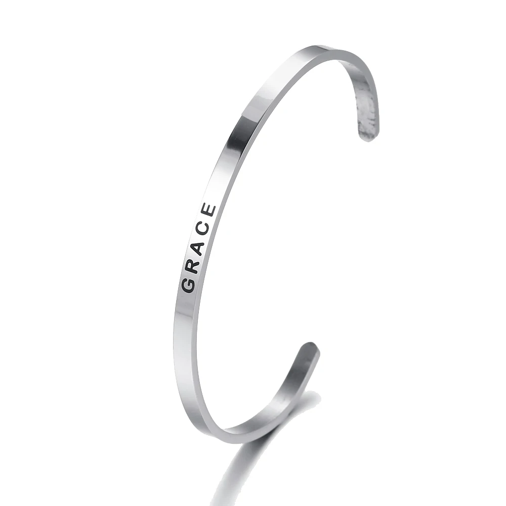 Изящный модный пословичный браслет посеребренный Браслет манжета из