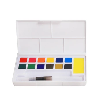 

12/18/24/36 Colors Paint Box Art Supplies Pigment Paint Set With Brush Portable Palette Solid Travel Watercolor Compressed