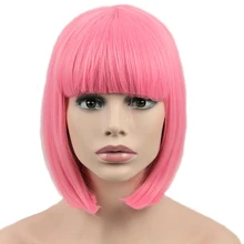 JOY& BEAUTY волосы короткие боб прямой парик синтетические волосы косплей парик высокая температура волокно розовый длинные 12 дюймов женские парики
