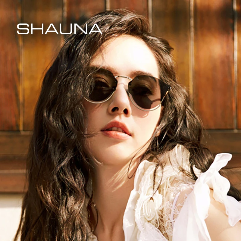Женские очки shauna, мужские негабаритные полуоправы, солнцезащитные очки пилота, фирменный дизайн, украшение на цепочке, градиентные/зеркальные линзы, очки