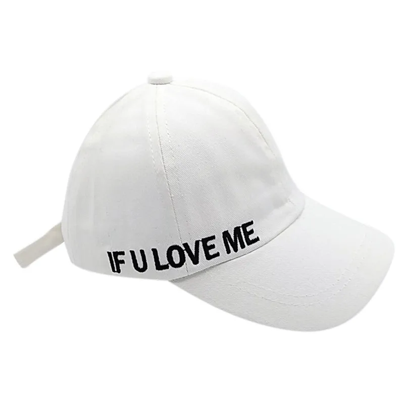 Однотонная детская бейсбольная кепка с надписью IF YOU LOVE ME для маленьких мальчиков и девочек, регулируемый Воздухопроницаемый козырек, детские шапки - Цвет: white