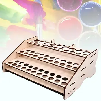 

74 Hole/1Set Wooden Paint Tool Storage Rack with Cabinet Pigment Ink Bottle Organizer Holder 3 Layers For school Home