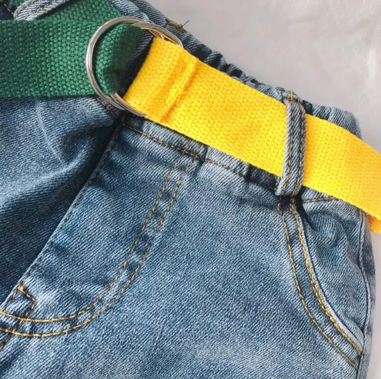 Синий new arrival girls boys denim pants thicken autumn winter fashion kids jean pants 3-8t HH518 - Цвет: Синий