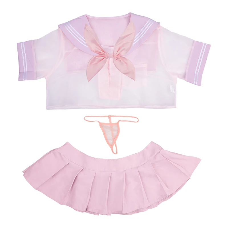 Koop Sexy Student School Meisje Kostuum Sailor Uniform Kwaii Transparante Lolita Beha Panty Kostuum Erotische Ondergoed Nachtkleding Naughty