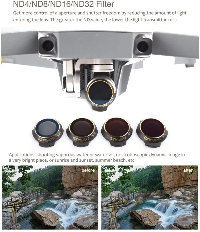 Солнцезащитная линза Комплект фильтров MCUV CPL ND4 ND8 ND16 ND32 для DJI Mavic Pro Platinum& White объектив/фильтр для камеры 6 шт./компл. фильтров