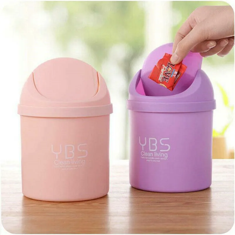 

Home Multifunction Small Trash Bins Mini Desktop Household With Bins Desk Lid Waste Small Clean Trash Can