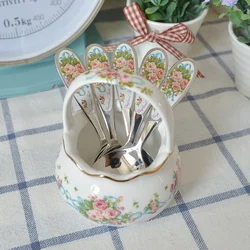 Beautiful Fashion Rose Stainless Steel Short Spoon Dessert Coffee Ice Cream Children Round Spoon Simple Generous Durable
