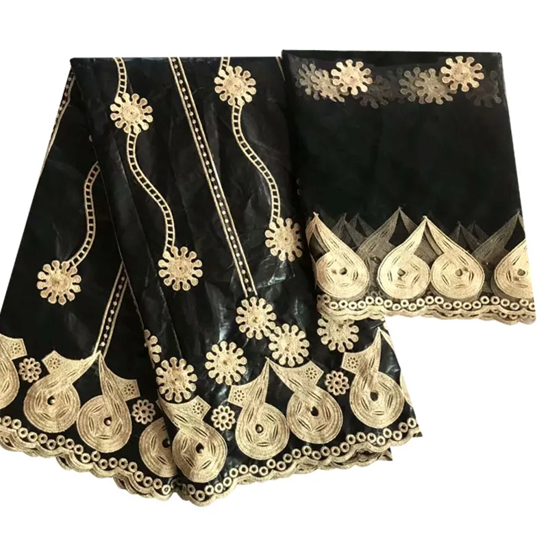 Высокое качество 5 ярдов Базен Riche 2019 Новый дизайн Африканский кружевная ткань + 2