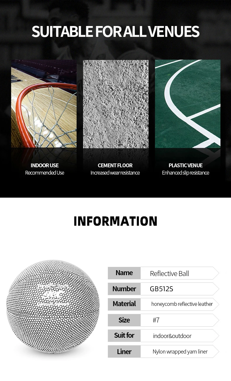 Pelota de baloncesto reflectante, talla oficial 7, tendencia de moda, panal de abeja plateado, piel sintética de alta calidad para hombres, mujeres y niños