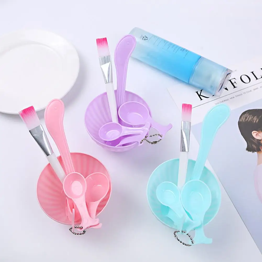 

Yiwa 4pcs Plastic Mask-making Suits Bowl Brush Spoon for Cosmetology DIY Mask Tools