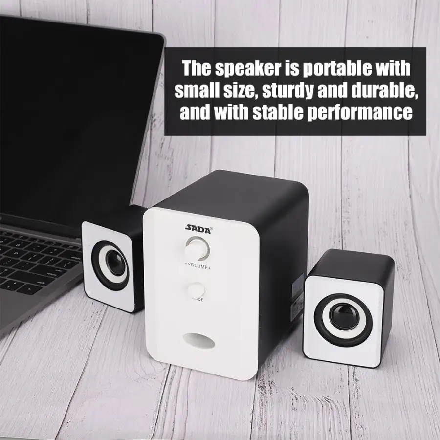 SADA D-201 мини USB Bluetooth динамик тяжелый бас для настольного компьютера ноутбука мобильного телефона 2,1 объемный звук сабвуфер