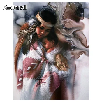 

SquareRound Drill 5D DIY Diamond Painting Indian Mother and son pattern 3D Rhinestone Embroidery Cross Stitch Mosaic Kit TT765