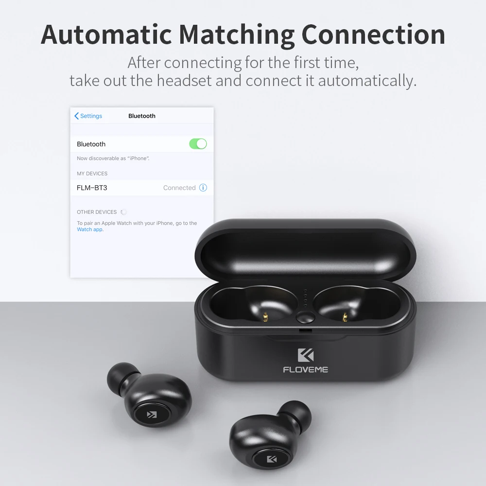 FLOVEME 5.0 TWS Wireless Headset Bluetooth Earphone Headphones For Smart Phone Earphones Stereo Sound Earbuds Dual