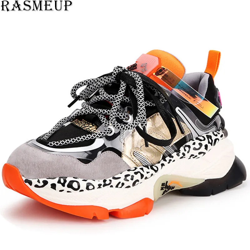 RASMEUP/разноцветные женские кроссовки на массивном каблуке; коллекция года; модная брендовая стильная качественная женская обувь на платформе; повседневные кроссовки; женская обувь