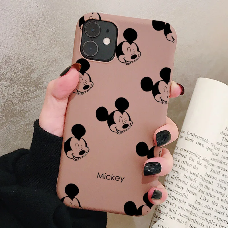 P2Brown Чехол для телефона iPhone 11 Pro XR X Xs Max 8 7 6 Plus 6S 5S SE матовый Силиконовый чехол с мультяшной мышкой мягкая задняя крышка - Цвет: P2Brown
