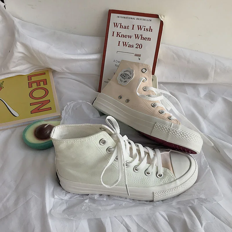 

Antumn Fashion Student Casual Flats Fashion High-top Shoes Women Canvas Women Shoes Comfortable Sneakers U12-26
