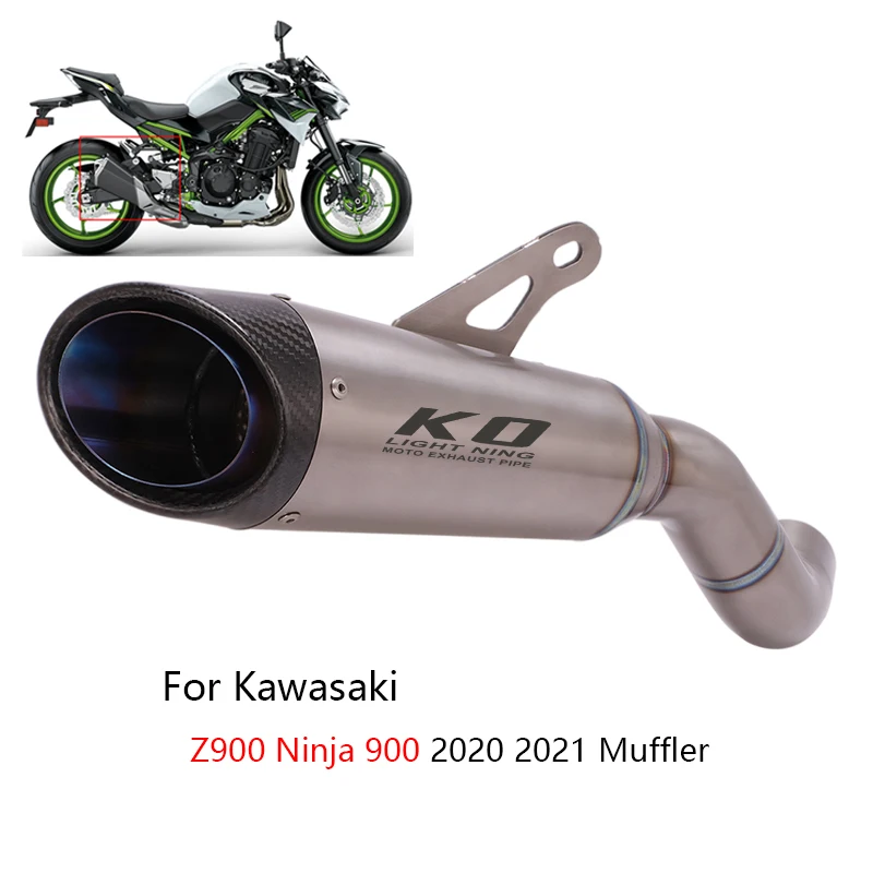 

Глушитель без шнура для Kawasaki Z900 2020 2021, выхлопная труба мотоцикла, без DB, аварийный резервный катализатор, титановый сплав, углерод