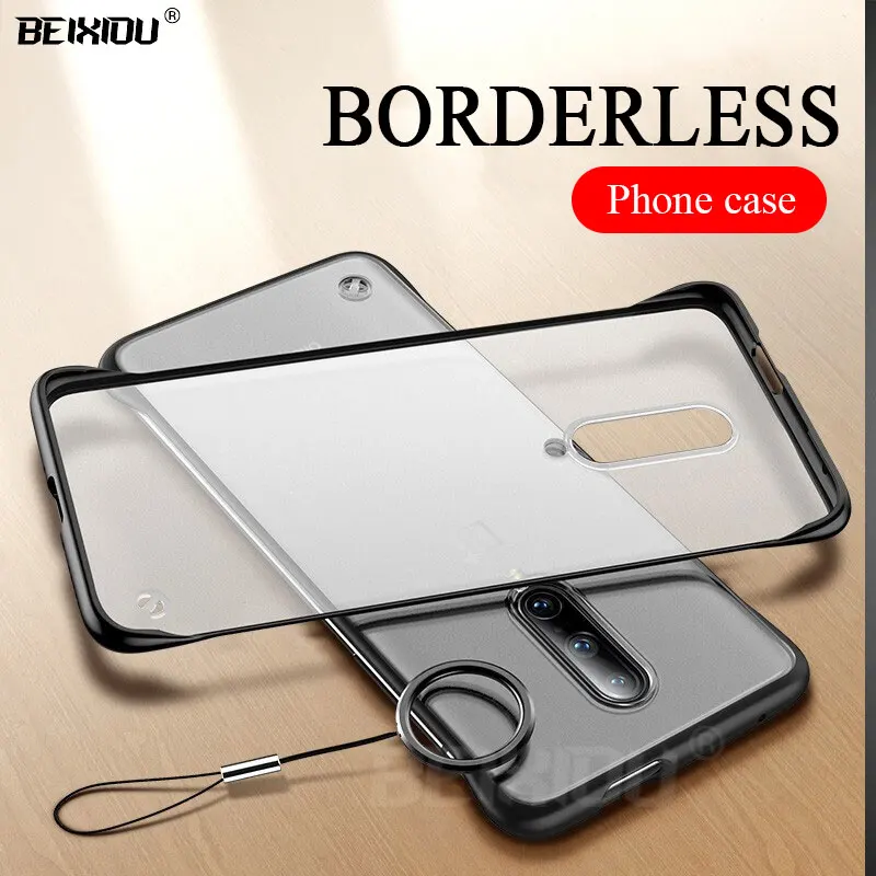 

7T case For OnePlus 7T 7 Pro case matte Frameless phone cover for OnePlus 7T Pro One Plus Rimless shockproof, Free ring lanyard