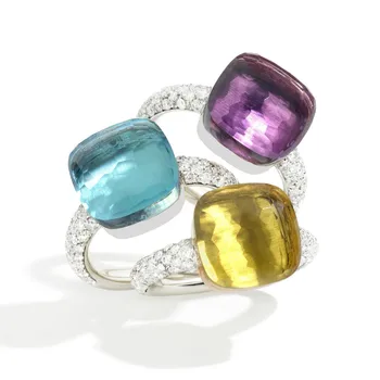 

11.11 Classic Water droplets Candy style Ring 23 Kinds of Color Green Red Blue Crystal Drop Rings For Women Fashion Jewelry Gift