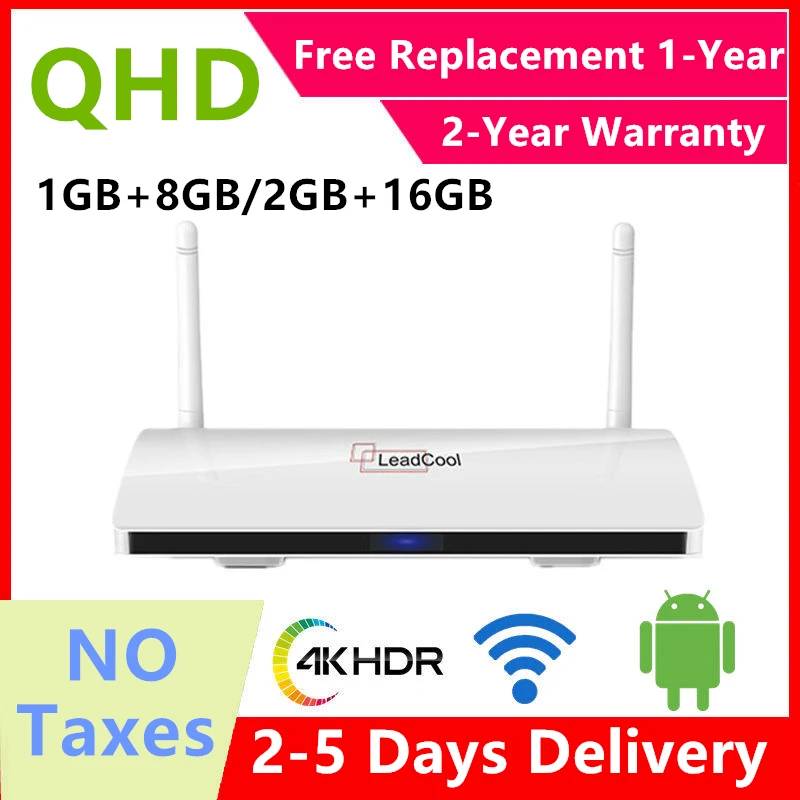 Leadcool-decodificador QHDTV con Android 9,0, dispositivo de TV inteligente, almacén francés, Quad-core8G libre de impuestos, 16 Gb, Smart Europa, internet iptv