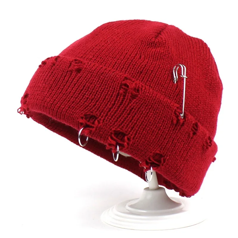 Winter Warm Ripped Beanies Man Women Knitted Hip Hop Hat