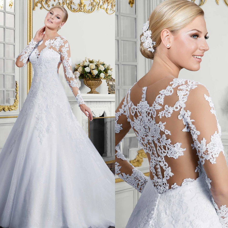 Прозрачное с О-образным вырезом на шее высокое качество кружева аппликация