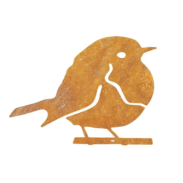 Rozsda Madár Sziluettek Kerti Kerítés Dekoráció Harkály Robin Acél Vidéki Udvari Kertészkedés Dekoratív Tét Fém 5G - Image 5