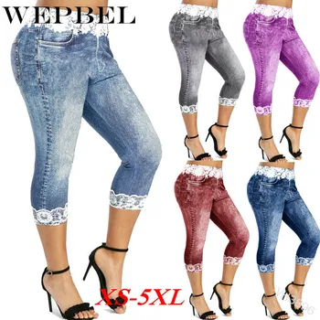 

WEPBEL Pants Casual Sports Yoga Pencil Calf-Length Pants Women's Sexy Printed High Waist Skinny Pants