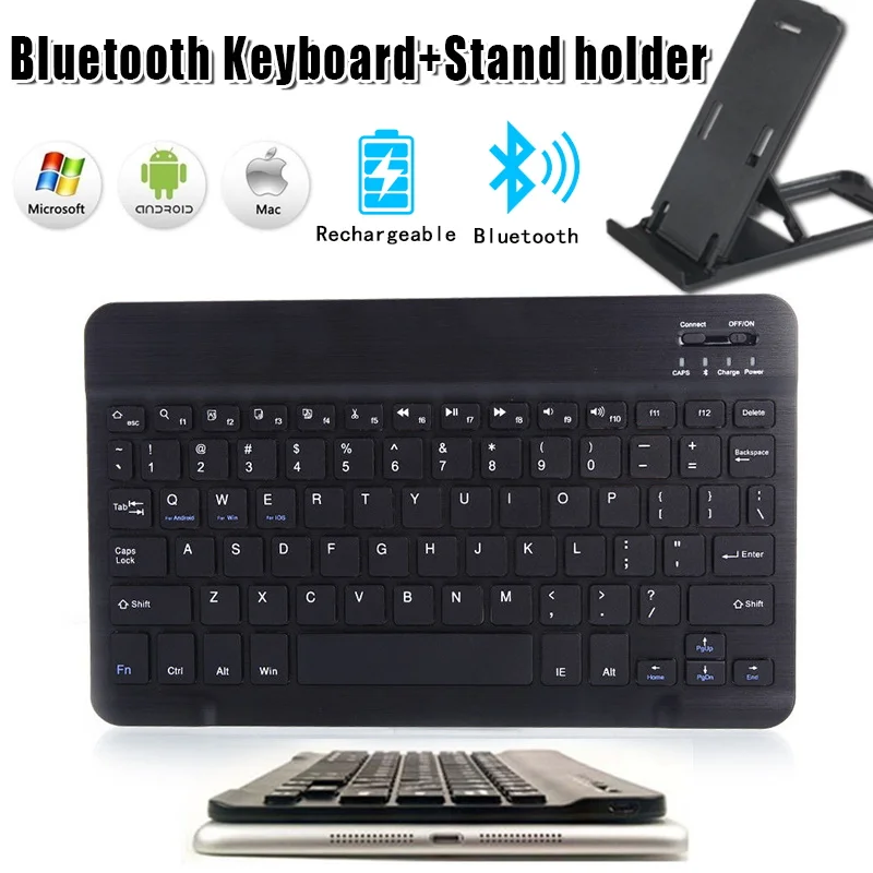 

Keyboard Wireless Bluetooth Keyboard for Tablet Computer Phone Mini Rechargable Keyboard + (Tablet PC/Mobile Phone) Holder