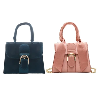 

2 Pcs European Style Fashion New Handbags High-Quality Velvet Women Bag Bow Tie Sweet Lady Tote Bag, Blue & Pink