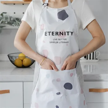 

1Pcs Printed PVC Apron Woman Adult Bibs Home Cooking Baking Coffee Shop Cleaning Aprons Kitchen Accessory