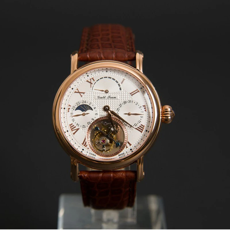 Часы с Чайкой мужские часы из кожи аллигатора турбийон Водонепроницаемые