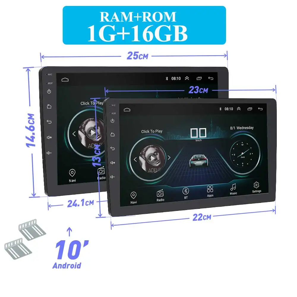 9 10 дюймов Android 8,1 gps навигация Авторадио Мультимедиа dvd-плеер Bluetooth wifi MirrorLink DSP OBD2 Универсальный 2Din Автомагнитола - Цвет: 10  1 with 16