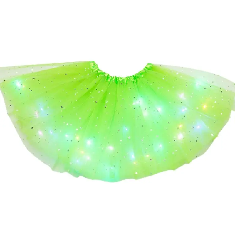 Детский светодиодный светильник для девочек, блестящая юбка-пачка из тюля с блестками и звездами для балета, От 3 до 12 лет