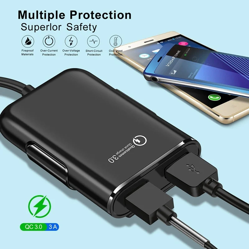 Универсальное 4 порта USB Автомобильное быстрое зарядное устройство QC3.0 Быстрая зарядка USB адаптер мини USB Автомобильное быстрое зарядное устройство адаптер для мобильного телефона