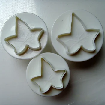 

(12sets/lot)Free Shipping FDA High Quality Plastic 3pcs Leaf Shape Cake Fondant Cutter Mold set