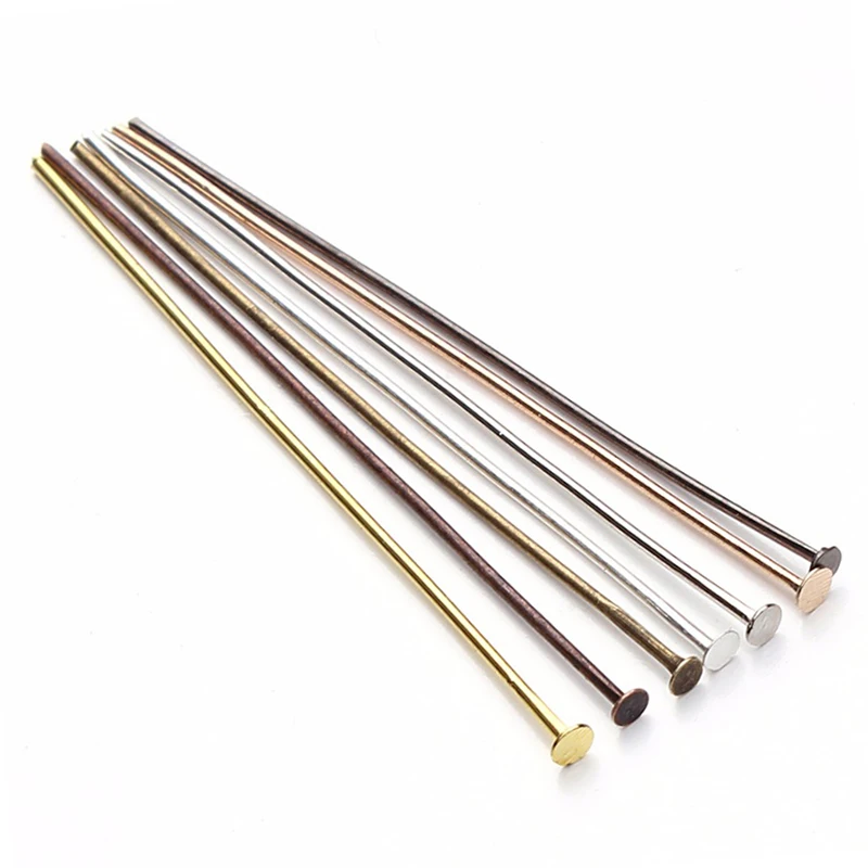 ZHONGJIUYUAN 1000 Pieces 40mm Flat Head Pins Gold Headpins for Jewelry Findings Making DIY Gold 