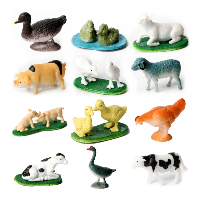 de de animales de granja, juguetes de modelos de animales de pollo, pato, Ganso, Mommas y bebés, accesorios de decoración del hogar, 12 Uds. - Juguetes y pasatiempos