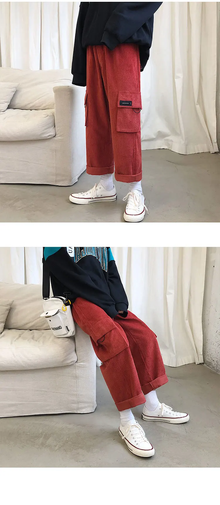 Зимние новые вельветовые брюки мужские модные повседневные брюки в стиле ретро с несколькими карманами мужские уличные свободные прямые комбинезоны