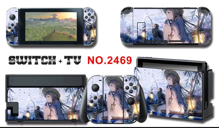 1set New Cute Anime Full Body Sticker for NS Switch Protective Cover Skin Colorful Art for Game Console Joy-Con Controller Decor