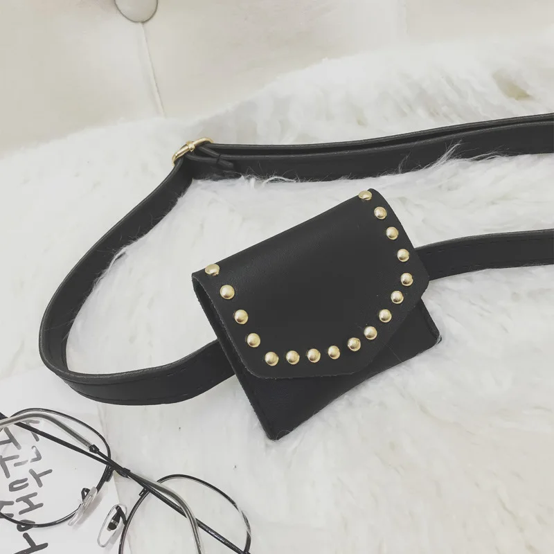 rivet black Милая Детская поясная сумка с заклепками из искусственной кожи; поясная сумка для маленьких девочек и мальчиков; маленький кошелек; нагрудная сумка; поясная сумка - Цвет: rivet black