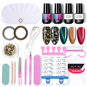 

Travel Nail Gel Polish Manicure Set UV LED Lamp Dryer Soak Off Gel Varnish Pedicure Nail Tools Kit Glitter Tape Decoration #1576