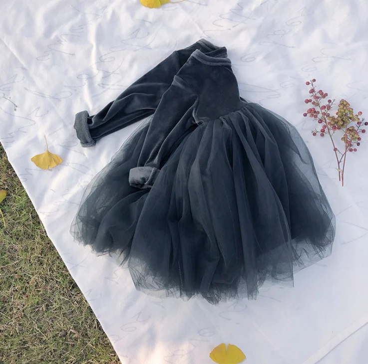 Korean Style Girls Thicken Dress Fashion Autumn Winter Kids Clothes Baby Girls Dresses 1-6 years